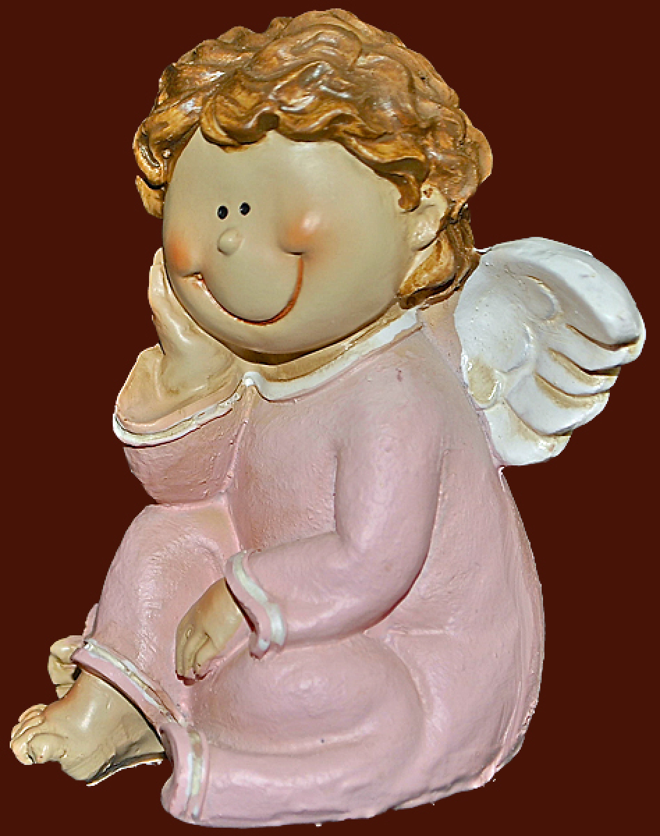 Engel sitzend rosa Höhe: 9 cm