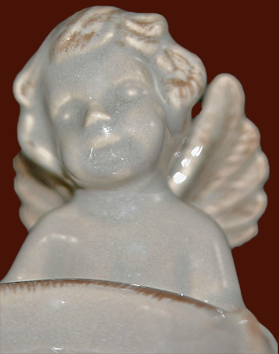 Engel Teelicht Keramik braun Höhe: 7 cm