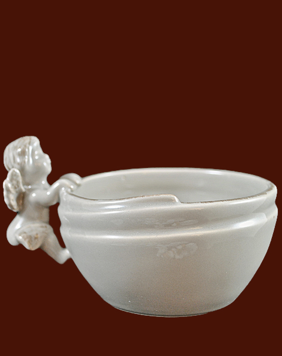 Engel-Schale Keramik braun Höhe: 6 cm