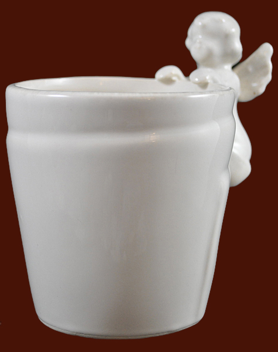 Engel-Tasse Keramik weiss Höhe: 9 cm