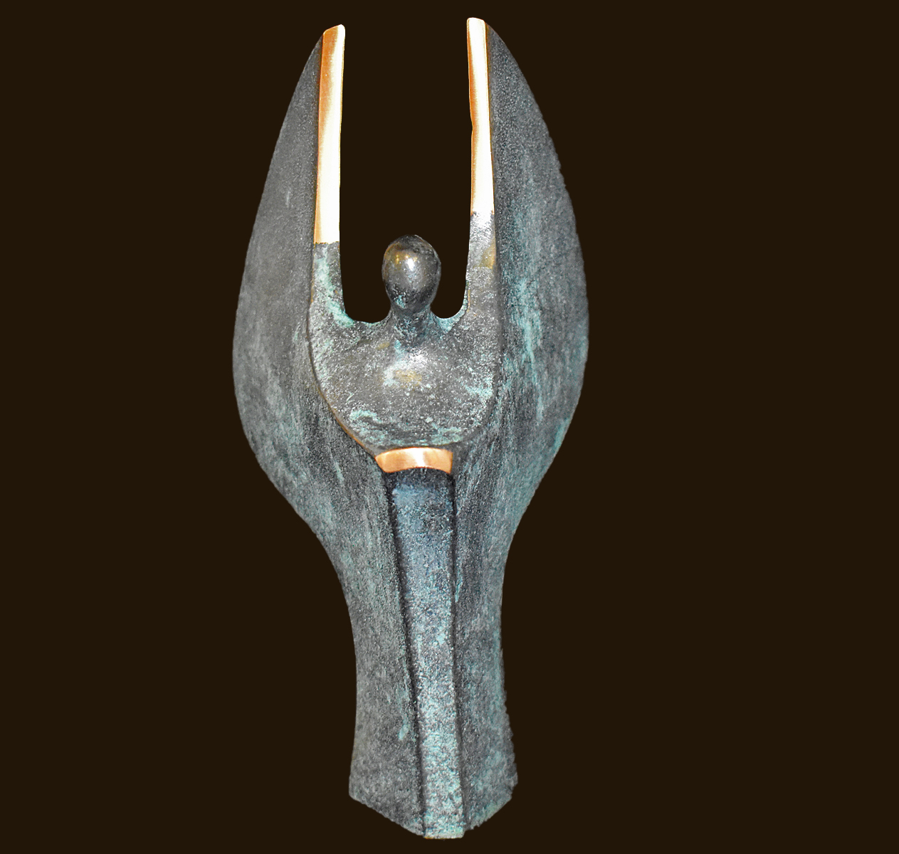 Bronze-Engel Patina Höhe: 14 cm