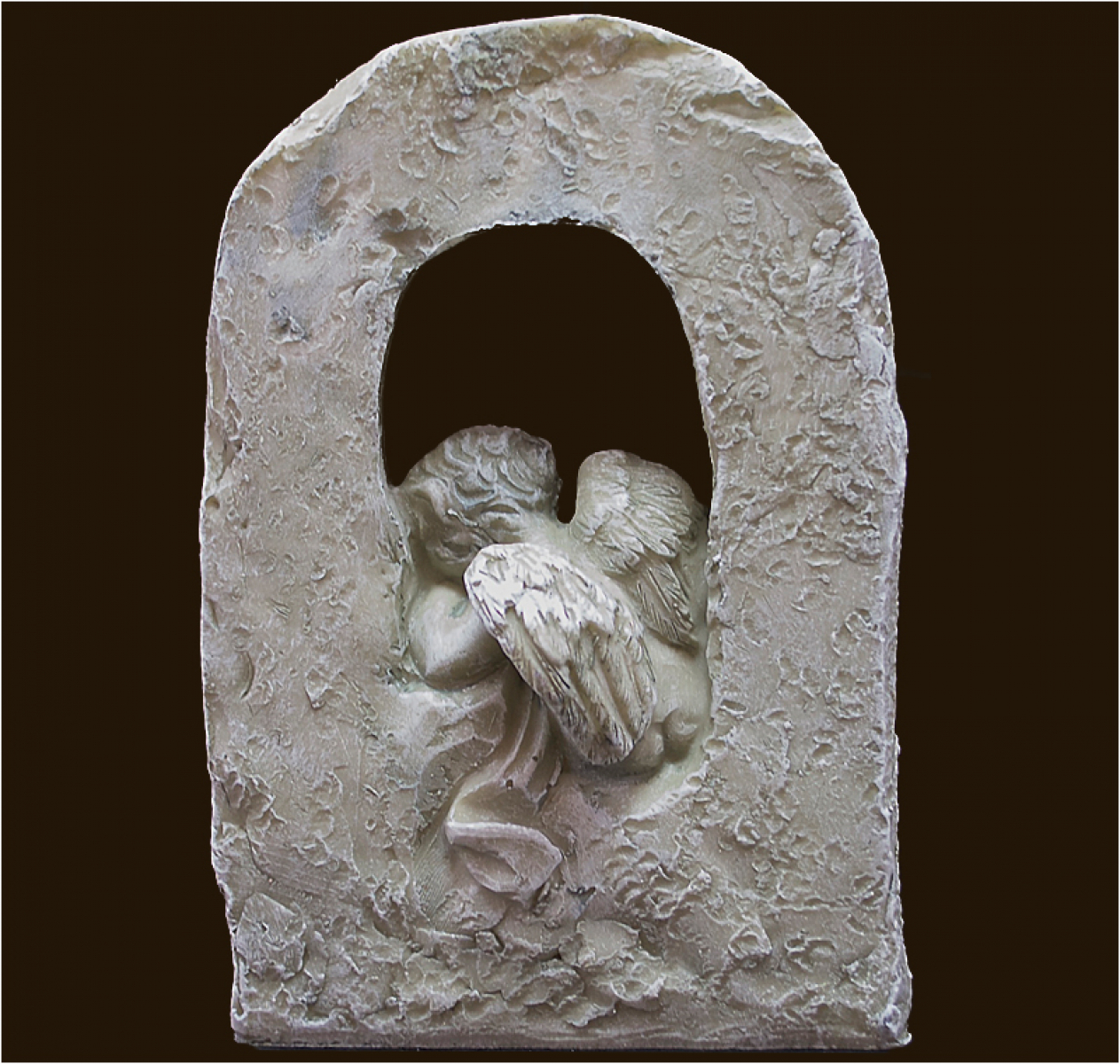 Trauer-Engel in Steinbogen «Ruhe in Frieden» Höhe: 17 cm