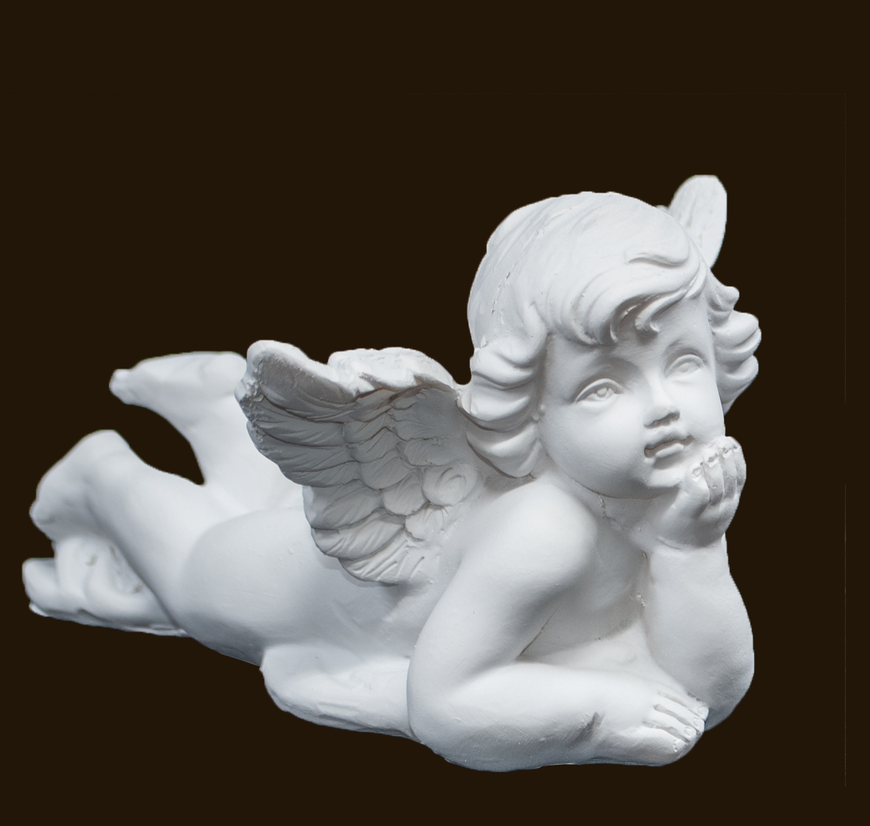 Engel liegend weiss (Figur 1) Höhe: 9 cm