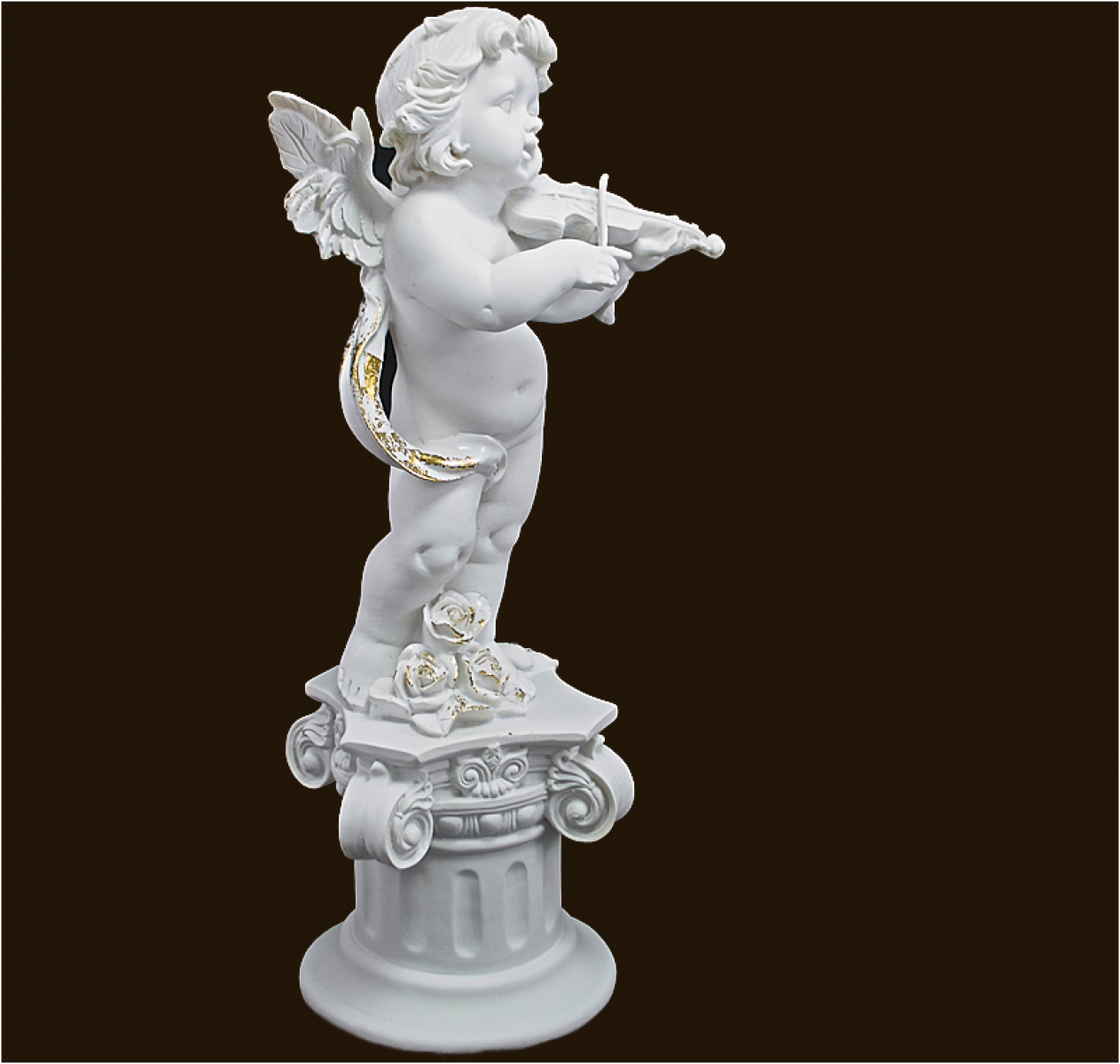 Engel auf Säule mit Geige Höhe: 38 cm