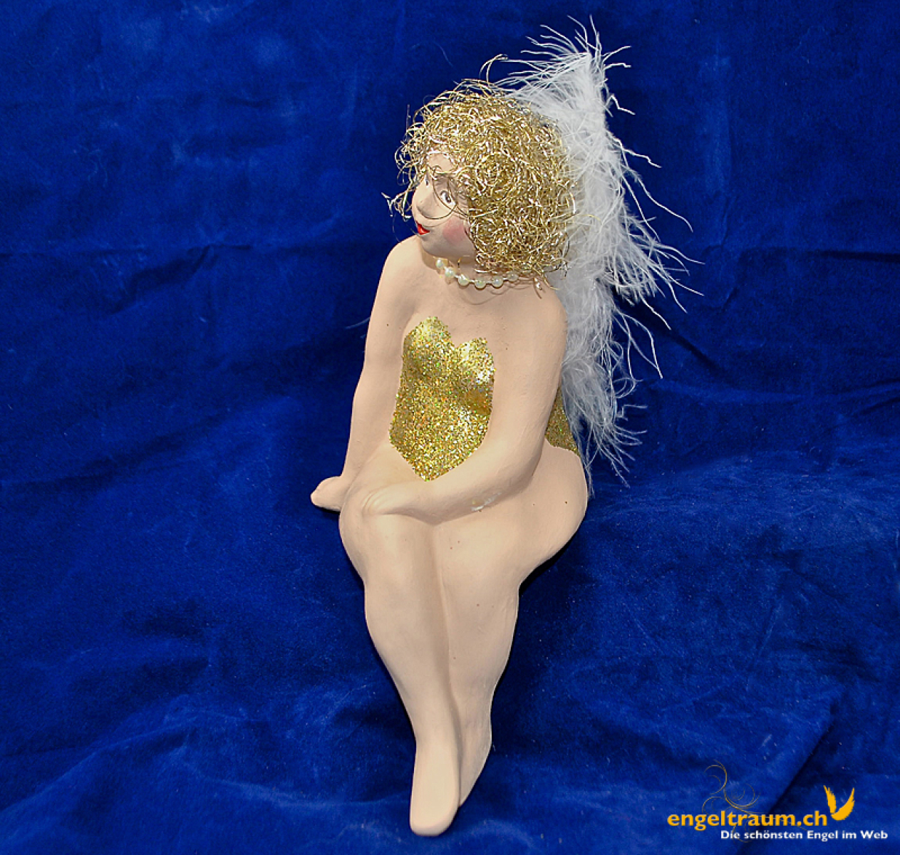 Engelfrau sitzend gold (Figur 2) Höhe: 22 cm