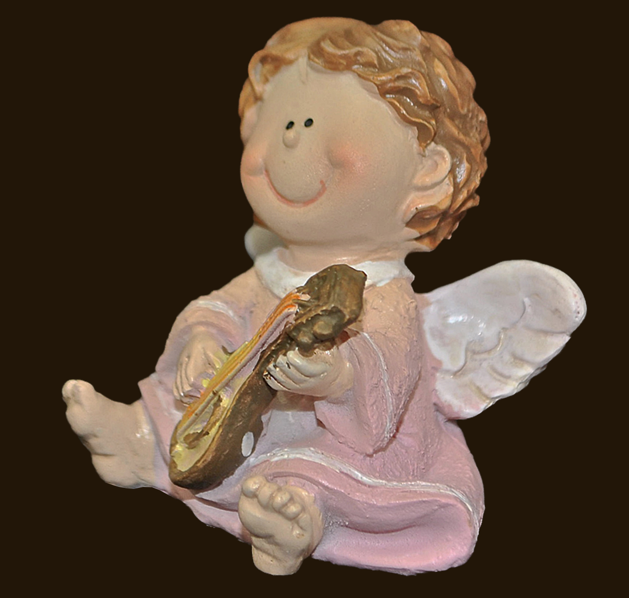 Engel mit Mandoline rosa Höhe: 5,5 cm