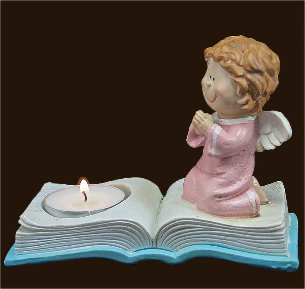 Engel auf Buch mit Teelicht (Figur 1) Höhe: 10 cm