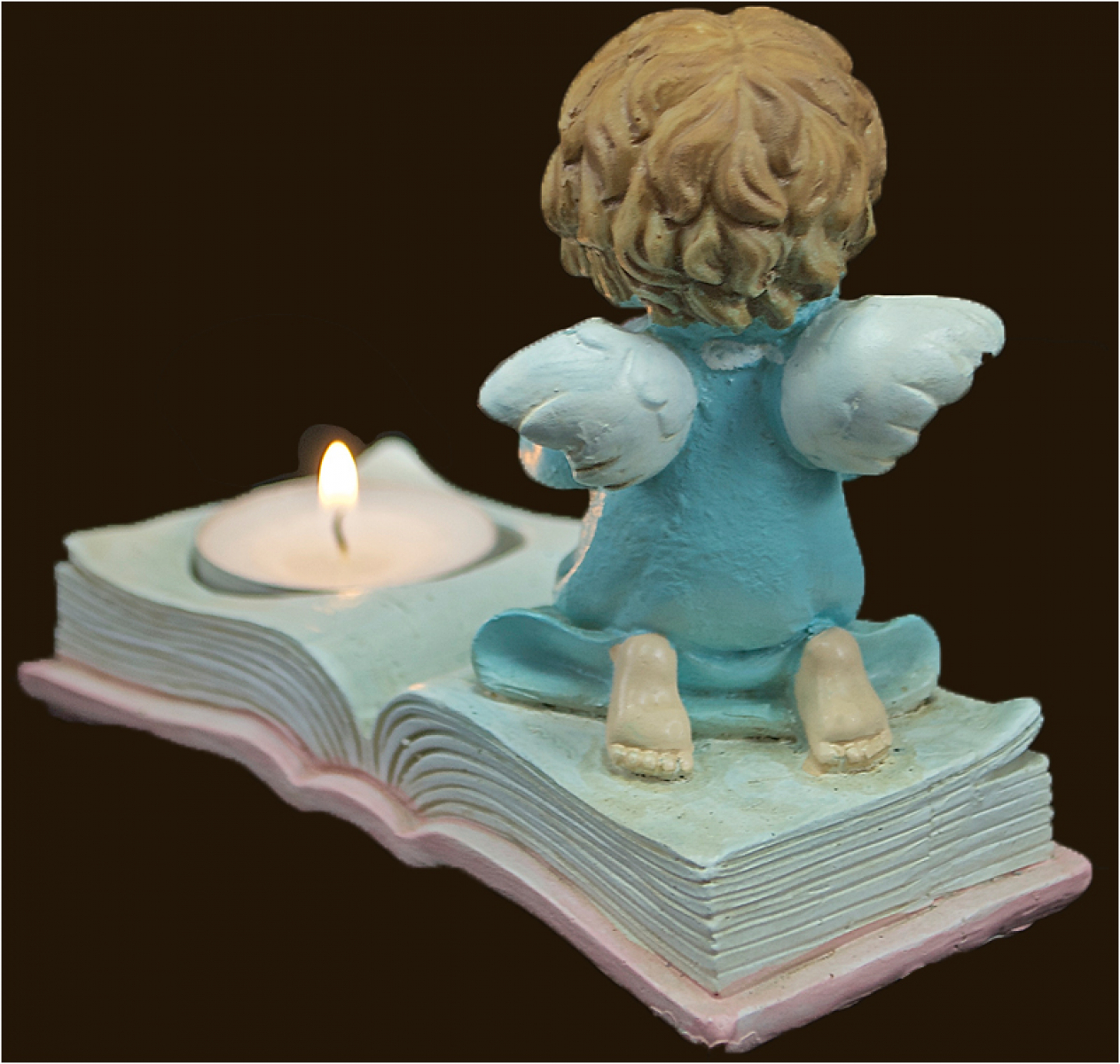Engel auf Buch mit Teelicht (Figur 2) Höhe: 10 cm