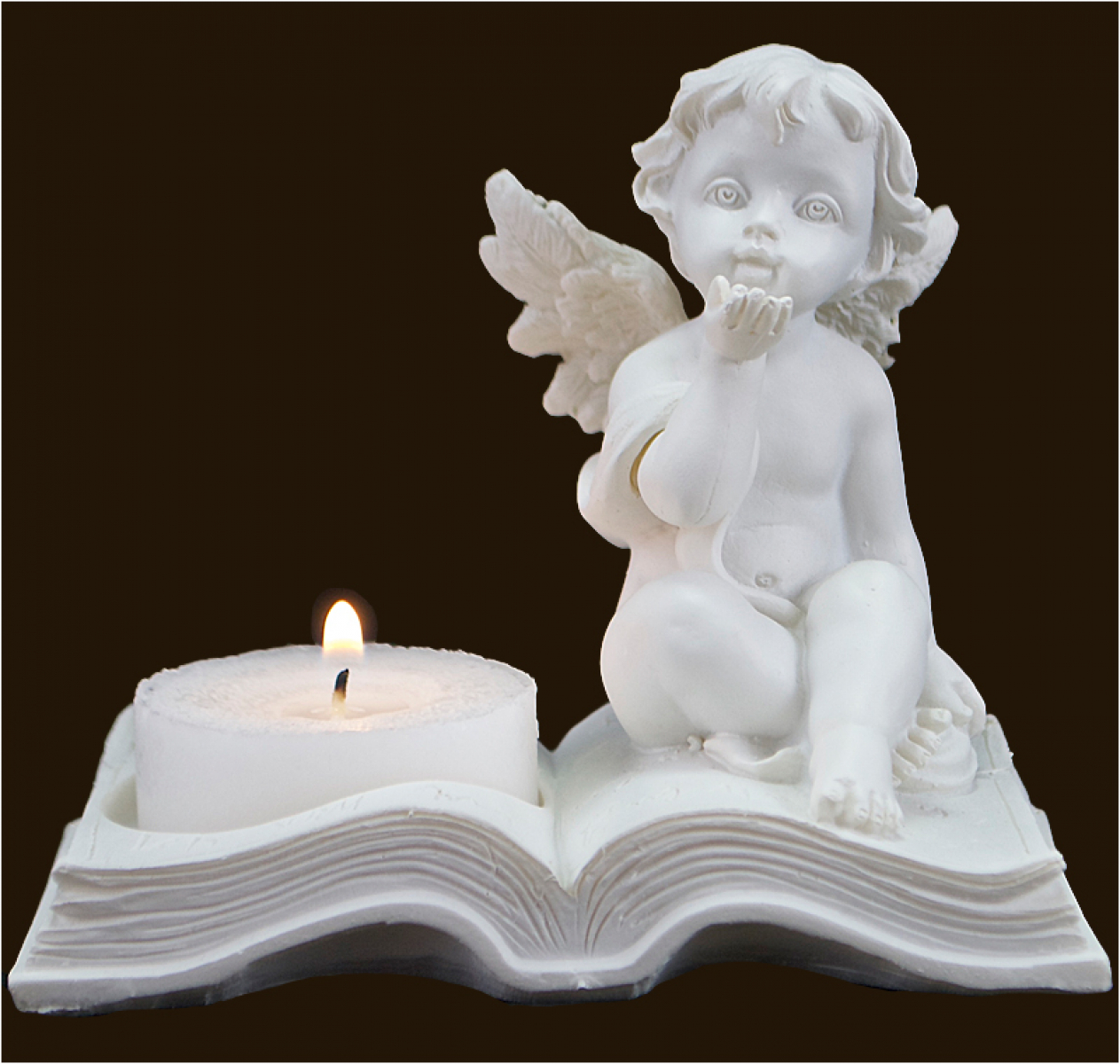 Engelpaar Engel mit Buch Teelichthalter 12 cm hoch Porzellan Weihnachtsengel 