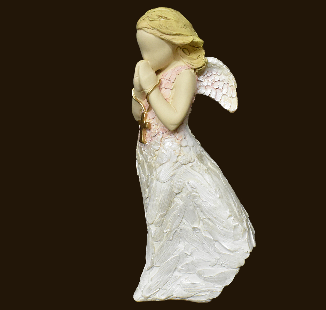 Engel-Skulptur stehend mit Kreuz Höhe 15 cm