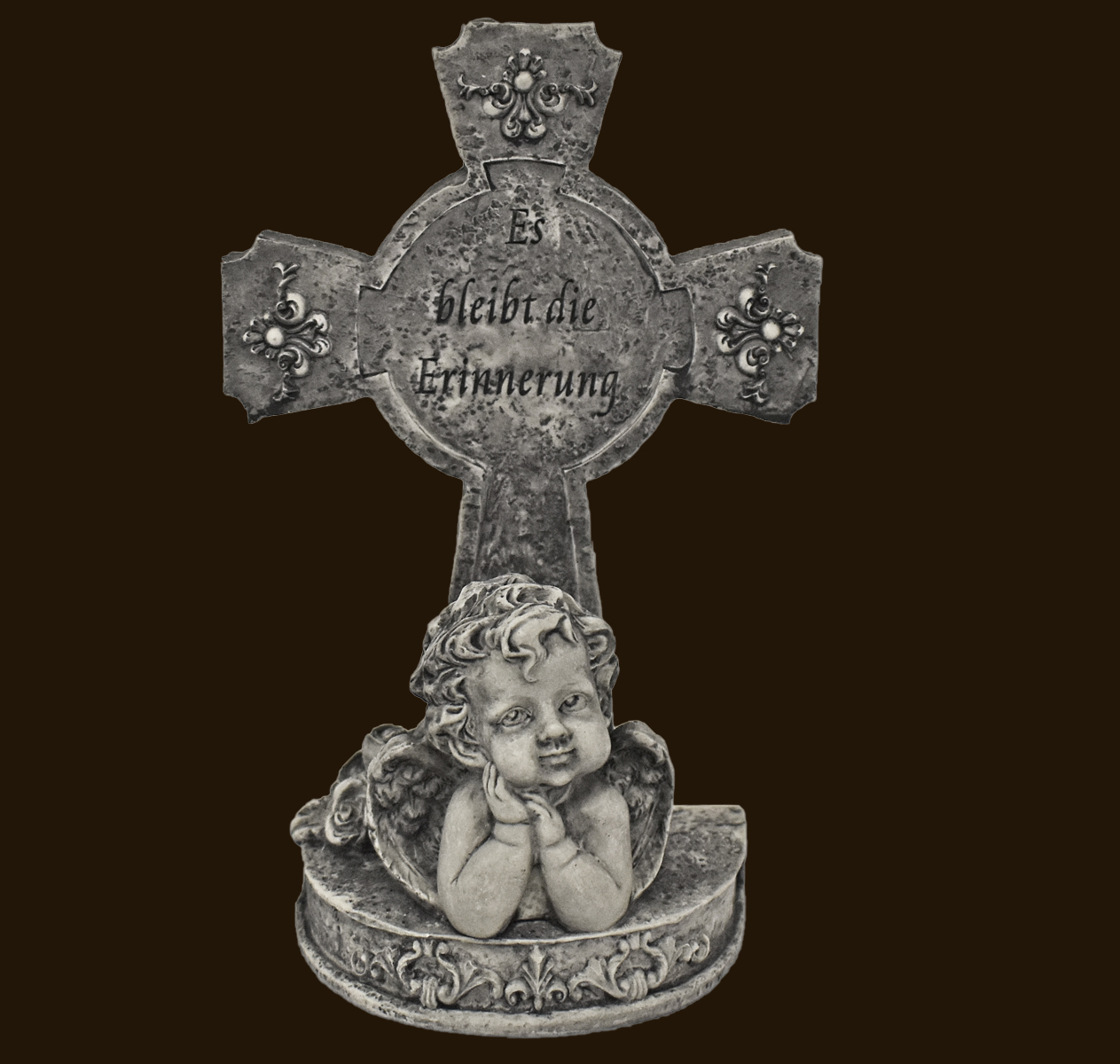 Trauer-Engel an Kreuz «Es bleibt die Erinnerung» Höhe:19 cm