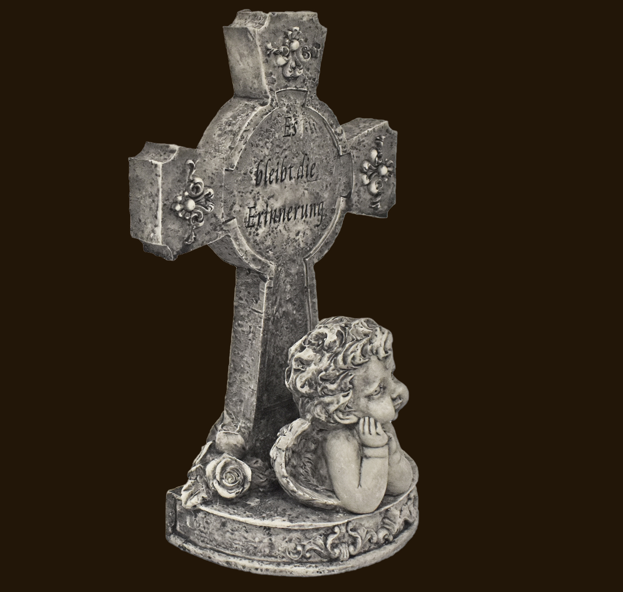 Trauer-Engel an Kreuz «Es bleibt die Erinnerung» Höhe:19 cm