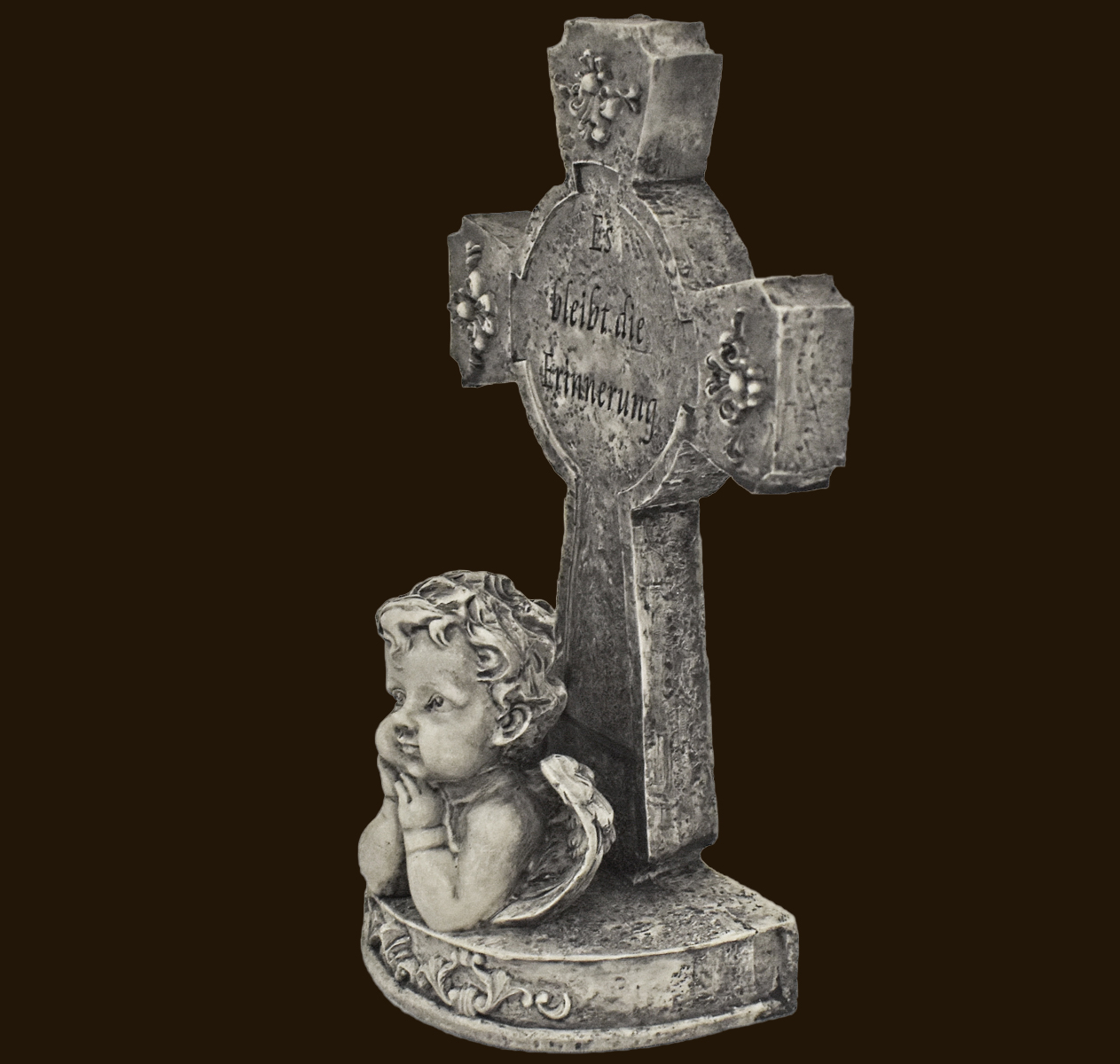 Trauer-Engel an Kreuz «Es bleibt die Erinnerung» Höhe:19 cm