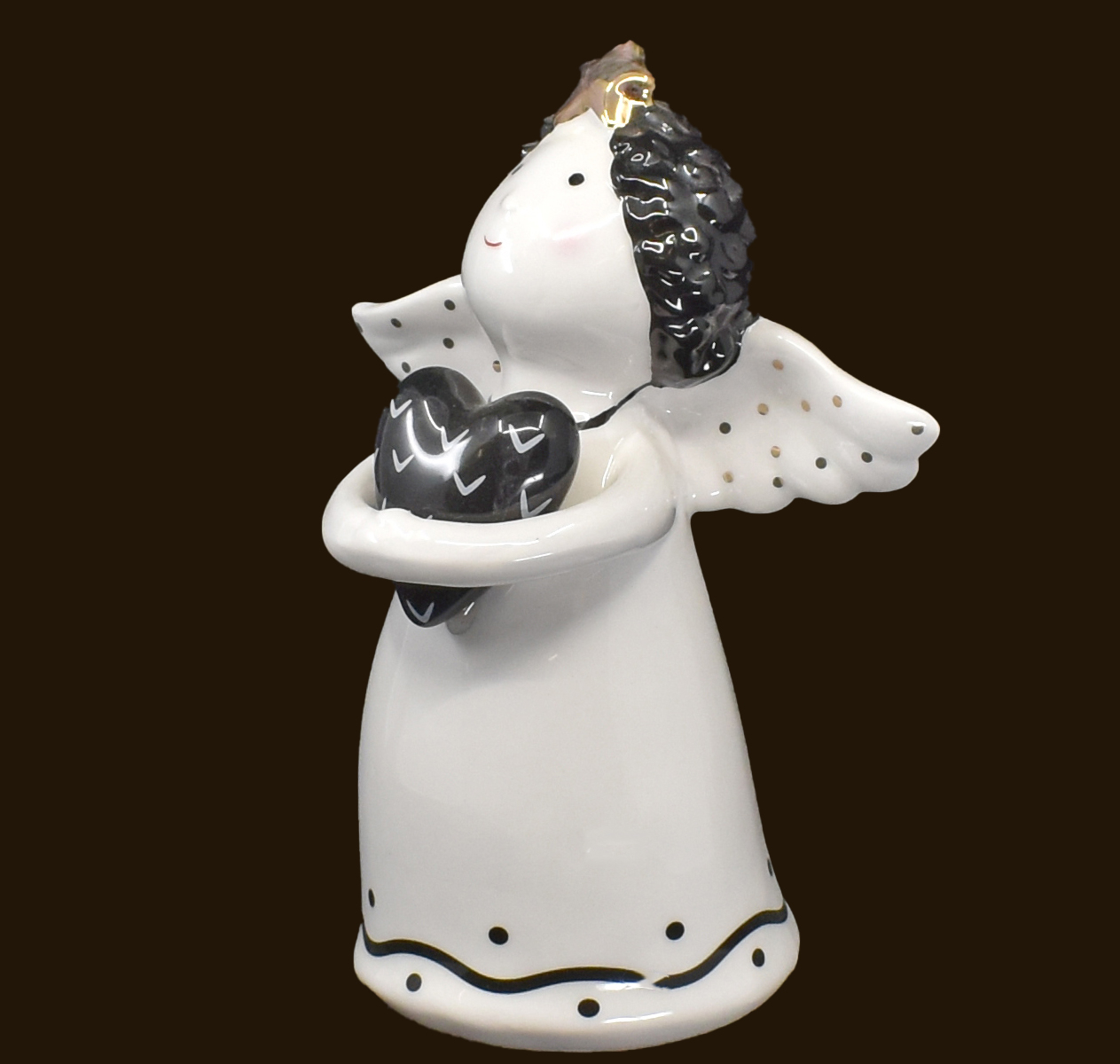Keramik-Engel weissmit Herz (Figur 2) Höhe: 18 cm
