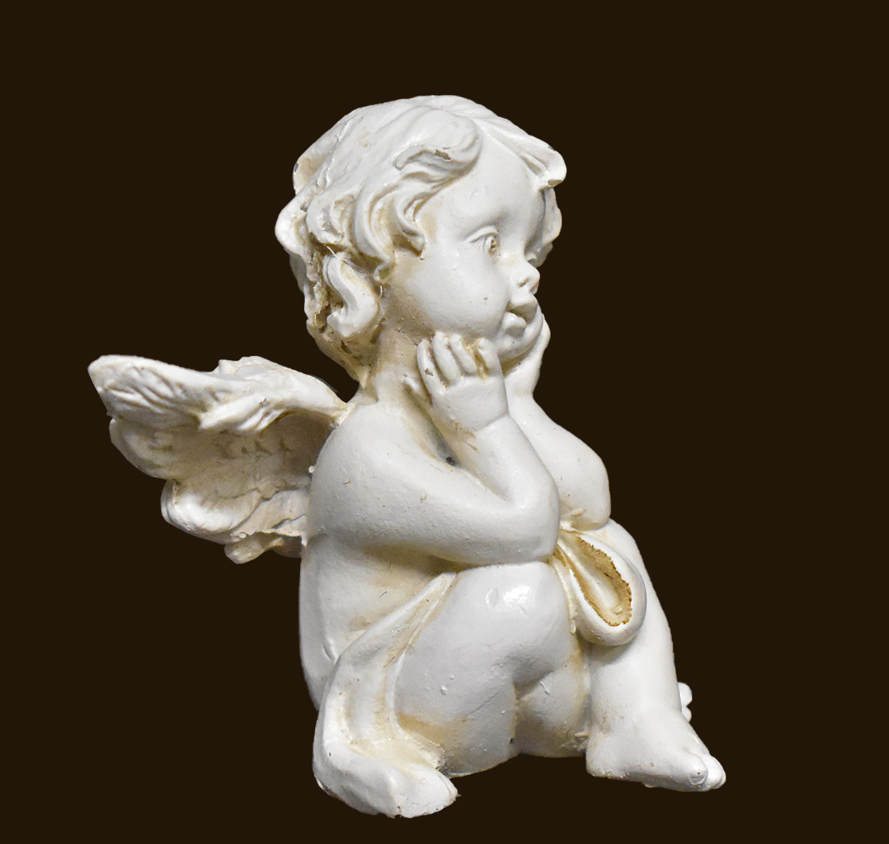 Sitzendes Engelchen antikweiss (Figur 2) Höhe: 6 cm