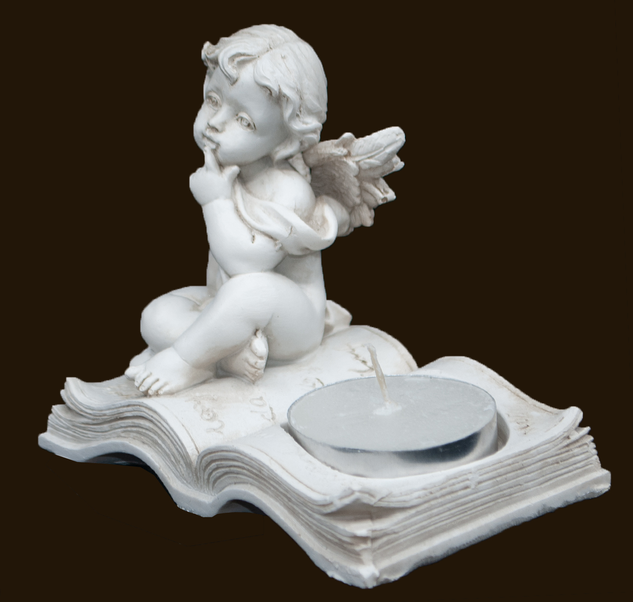 Engel mit Teelicht auf Buch (Figur 3) Höhe: 7 cm
