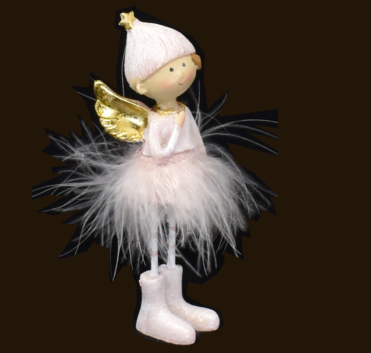 Engel mit Federkleid pink (Figur 2) Höhe: 14 cm