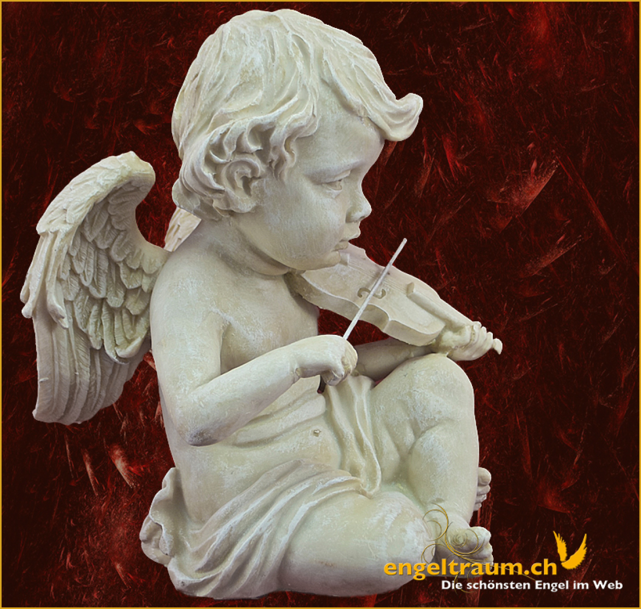 Engel mit Geige sitzend Höhe: 20 cm
