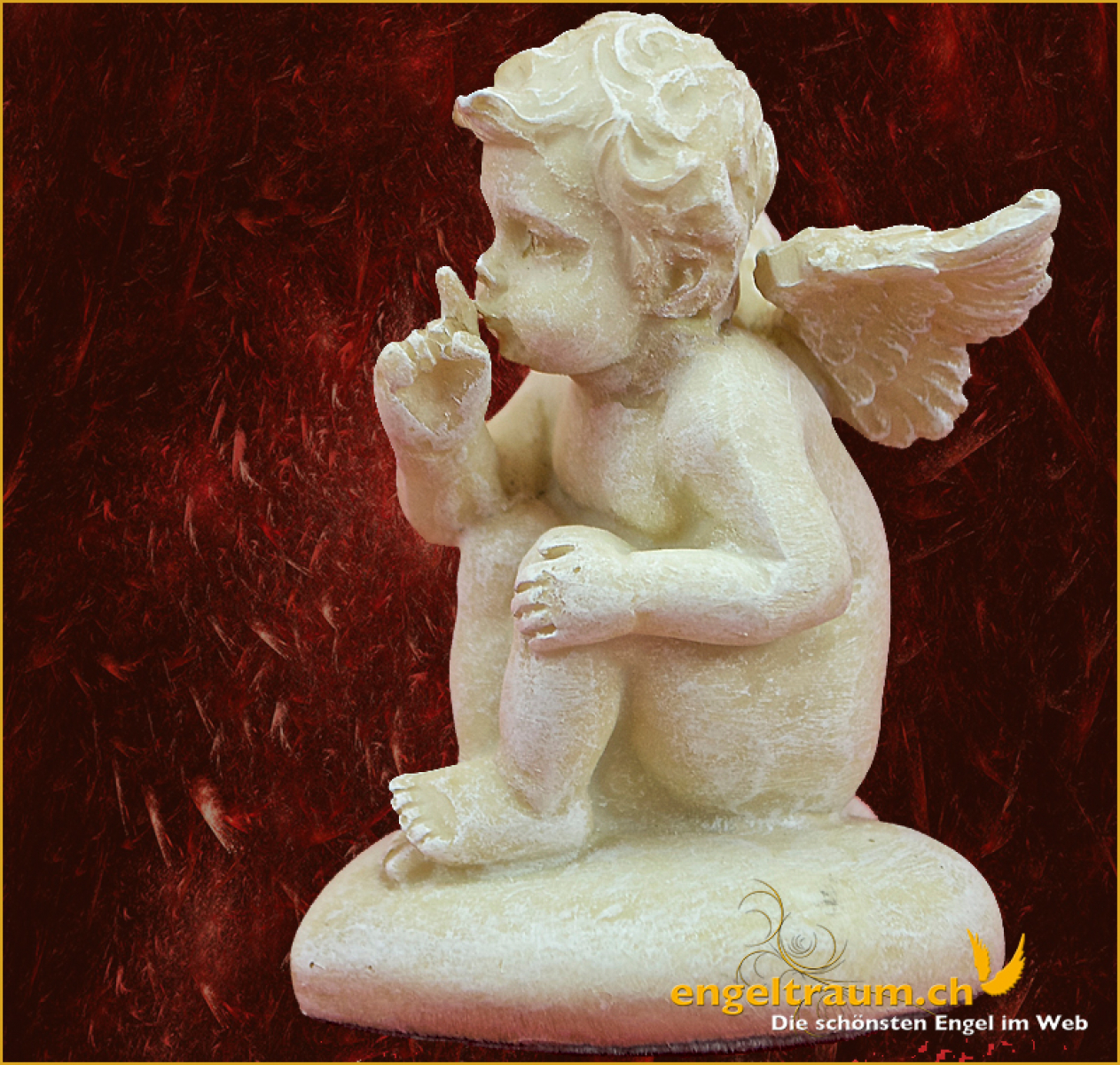 Engel sitzend auf Herz «Pssst...» Höhe: 7 cm