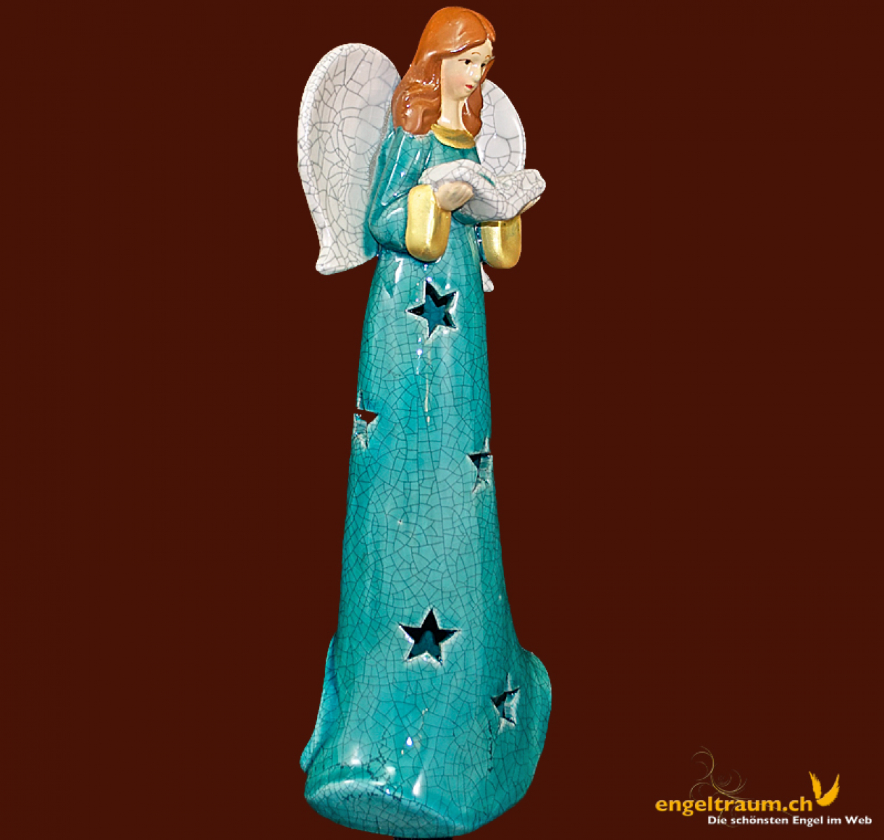 Engelfigur mit Sternenkleid türkis (Figur 2) Höhe: 29,5 cm
