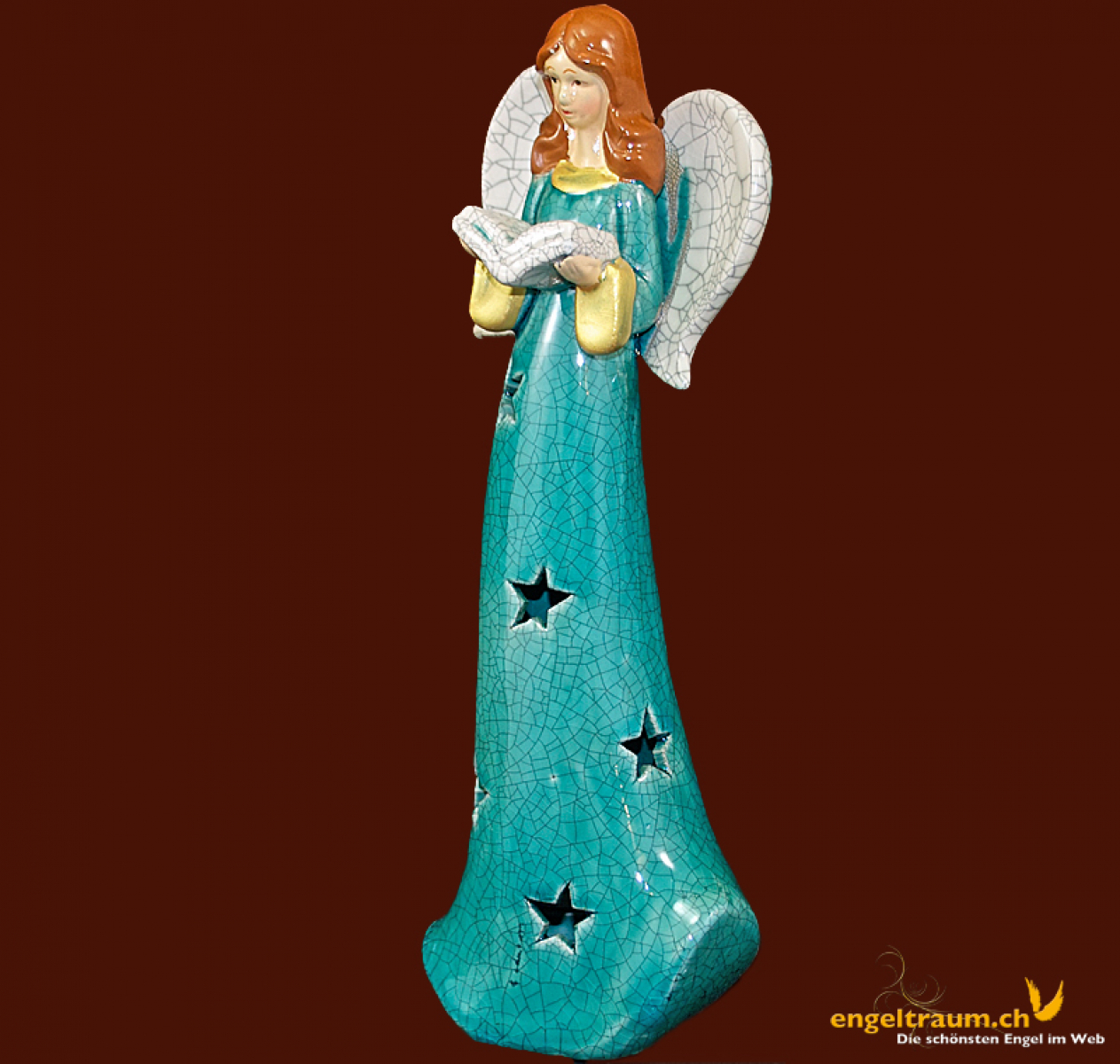 Engelfigur mit Sternenkleid türkis (Figur 2) Höhe: 29,5 cm