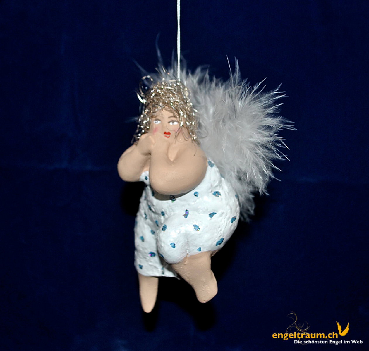 Engel-Frau Aufhänger weiss Höhe: 12 cm