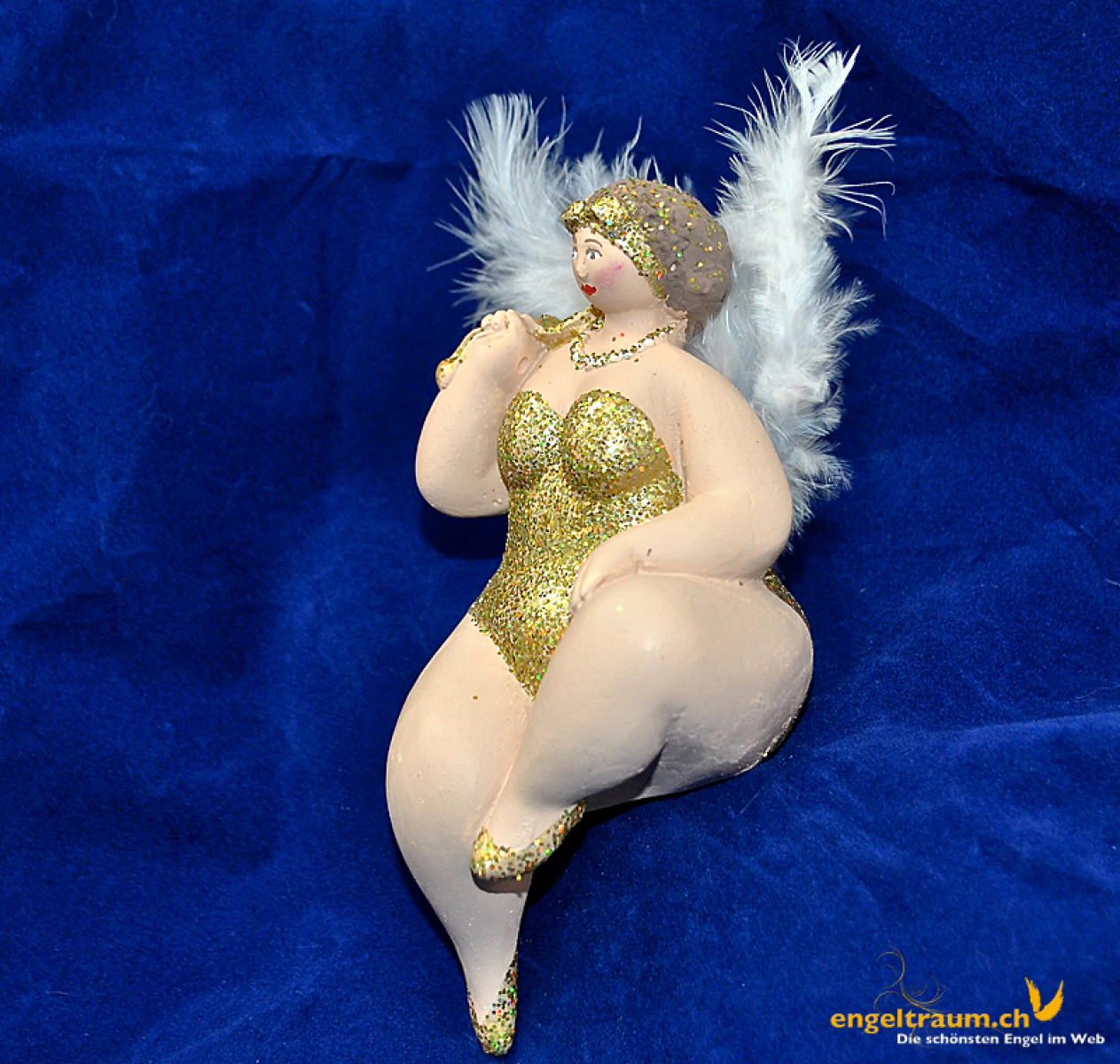 Engel sitzend molly mit Kopfbedeckung gold Höhe: 16 cm