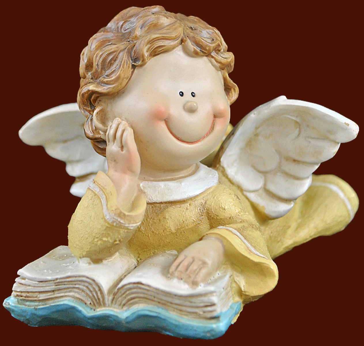 Engel mit Buch gelb Höhe: 8 cm