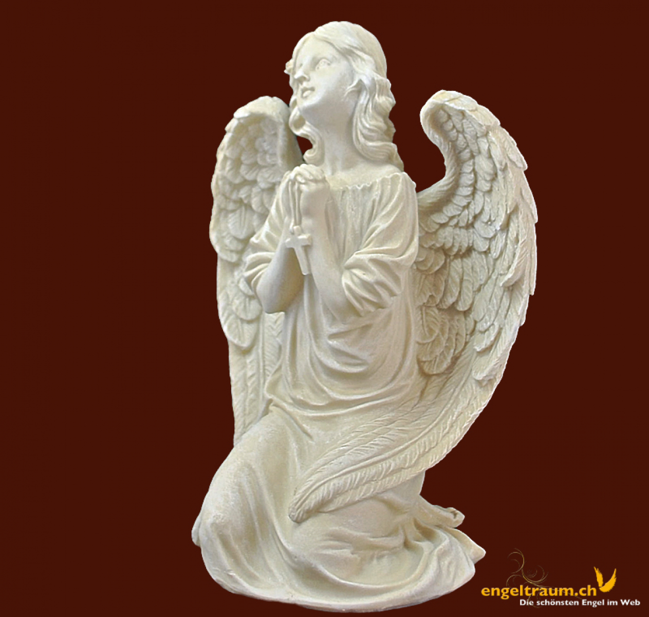 Betende Engelfigur mit Kreuz Höhe: 33 cm