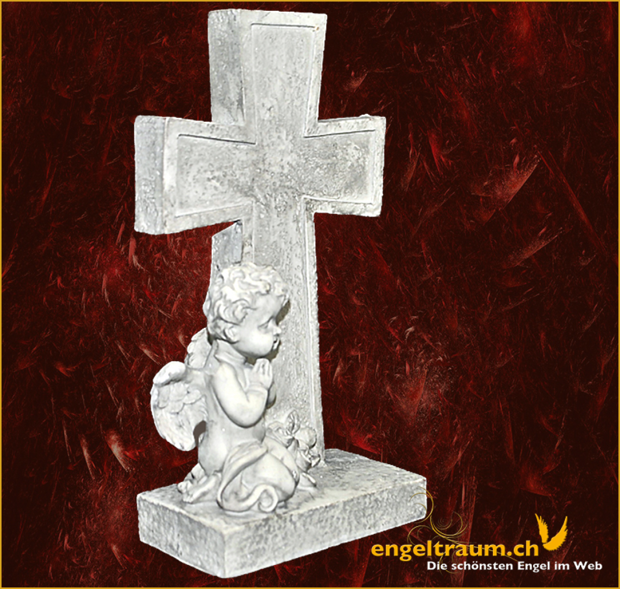 Engel betend mit Kreuz Höhe: 18 cm
