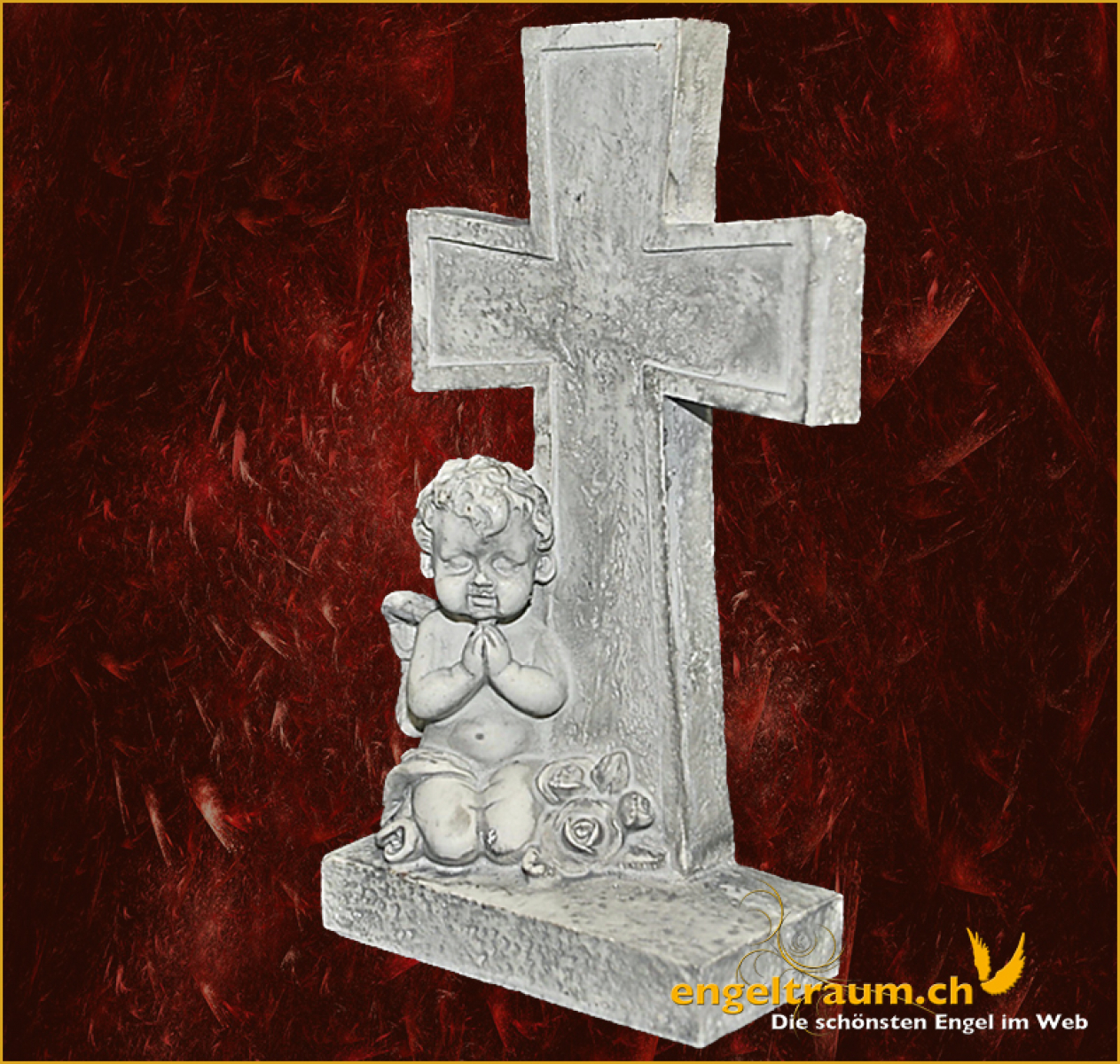 Engel betend mit Kreuz Höhe: 18 cm