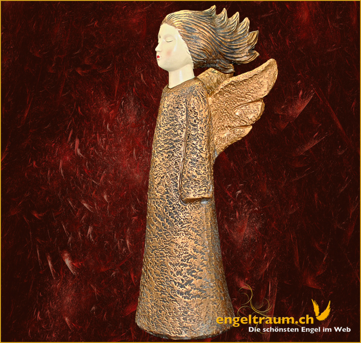 Moderne Engelfigur gold Höhe: 34 cm