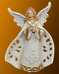 Porzellan-Engel mit Taube Höhe: 12 cm