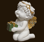 IGOR Weihnachtsengel knieend mit Geschenk Höhe: 9 cm