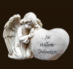 Engel an Steinherz «In stillem Gedenken» Höhe: 12 cm