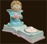 Engel auf Buch mit Teelicht (Figur 2) Höhe: 10 cm