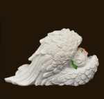 Engelchen schlafend in Flügel mit rosa Rosen (Figur 1) Höhe: 3,5 cm