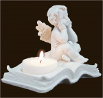 Engel mit Teelicht auf Buch (Figur 2) Höhe: 8,5 cm