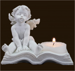Engel mit Teelicht auf Buch (Figur 3) Höhe: 8,5 cm