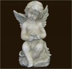 Engel sitzend mit Rose Höhe: 16 cm