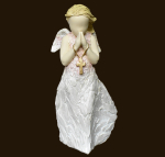 Engel-Skulptur stehend mit Kreuz Höhe 15 cm