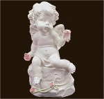 Rosengarten-Engel mit Rose Höhe: 10 cm