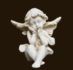 Sitzendes Engelchen antikweiss (Figur 4) Höhe: 6 cm
