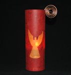 Engel-Teelichtglas rot / orange Höhe: 15 cm