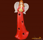 Engelfigur mit Sternenkleid rot (Figur 1) Höhe: 29,5 cm