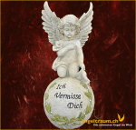 Engel auf Kugel «Ich vermisse dich» Höhe: 35 cm