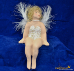 Engelfrau sitzend weiss und gold (Figur 3) Höhe: 22 cm