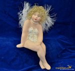 Engelfrau sitzend weiss und gold (Figur 4) Höhe: 22 cm