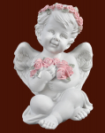 Engel mit Rosen und Rosenkranz Höhe: 11,5 cm