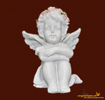 Engelchen sitzend mit Blütenkranz (Figur 2) Höhe: 5 cm